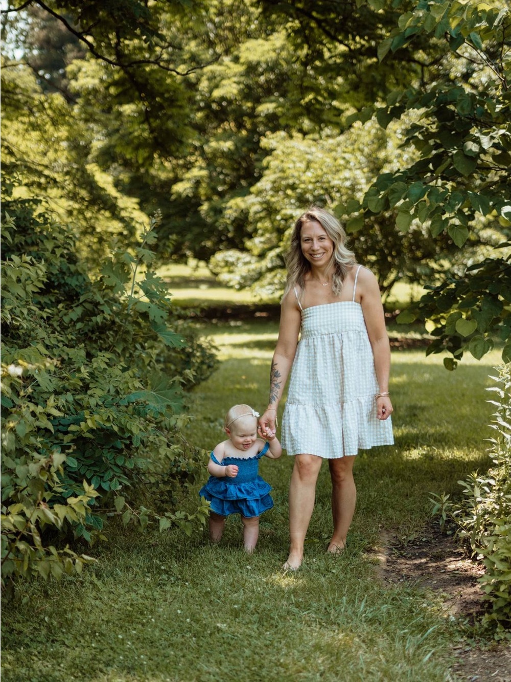 Gingham print dress, spaghetti straps